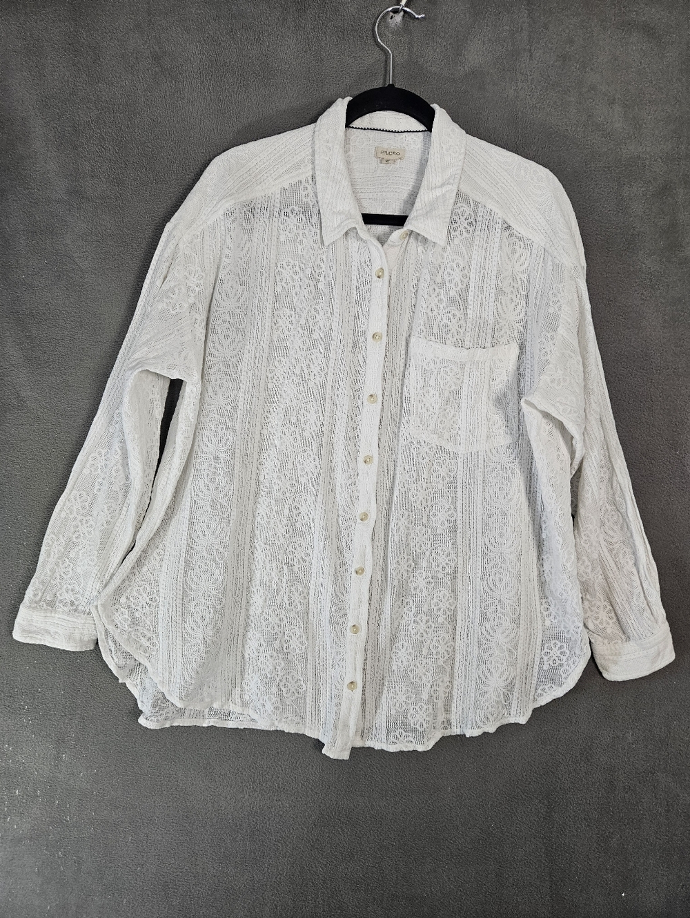 Anthropologie White Lace Button-Down Shirt